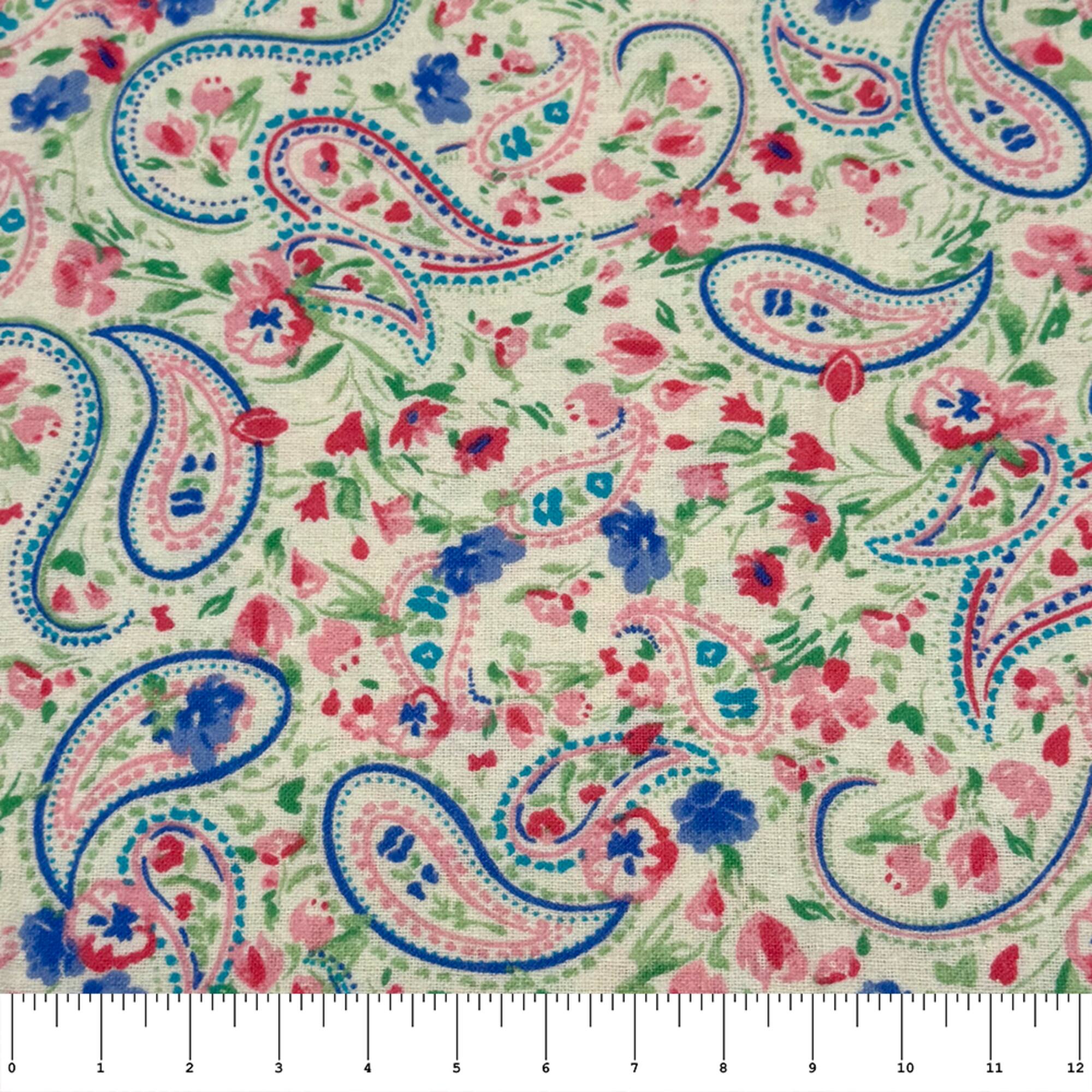 Feldman White Paisley Cotton Flannel